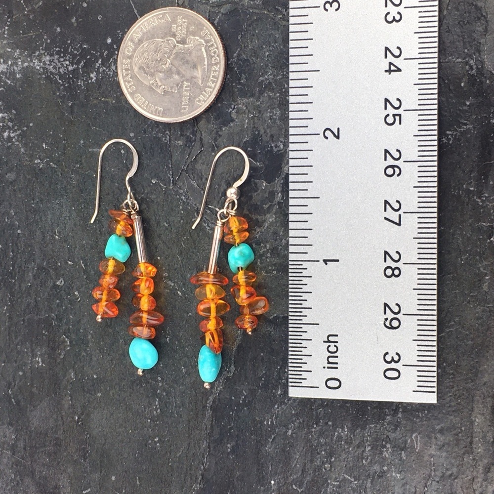 Jay King Amber & Turquoise Gemstone Bracelet & Earrings - Picture 10 of 12